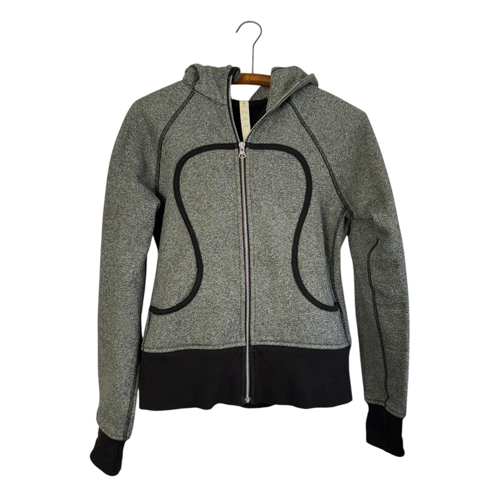 lululemon athletica Heathered Gray and Black Zip-Up Hoodie
